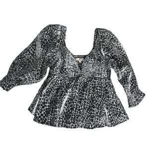 Gray Leopard Blouse